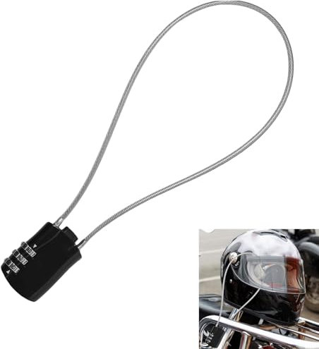 Lucchetti Cavo, Antifurto Cavo 41 cm, Diametro filo di acciaio 3 mm, Lucchetto Acciaio con combinazione a 3 cifre per Casco da Moto, bagagli, bici, motocicli, Sci, Valigie