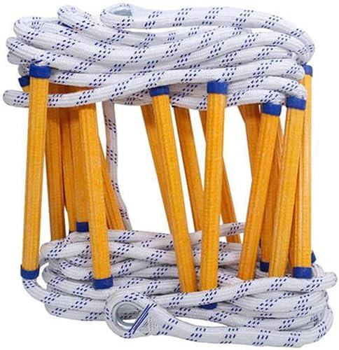 BLYXINVORA Strickleiter, Sicherheitsleiter Feuerleitern Strickleiter Fluchtleiter Rettungsleiter für Zuhause Runde Nylon-Weichleiter für den Außenbereich/Einfarbig/20M65Ft
