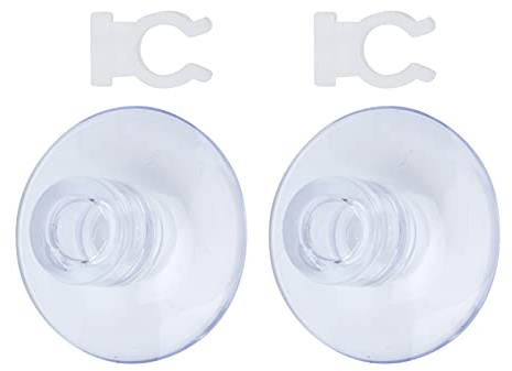 Phefop Aquarium-Schlauchklemme, Hohe Temperaturbeständigkeit, Aquarium-Fester Saugnapf mit Clips, Kunststoff, 2 Saugnäpfe, 2 Clips, Geeignet für Transparentes Aquarium (Kann 8–12 mm