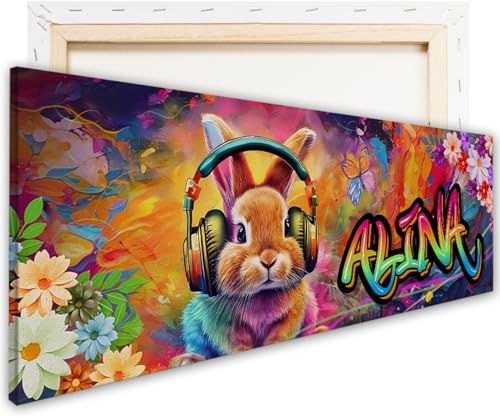 tjapalo® zp101 Leinwandbild Graffiti Jugendzimmer Bild mit Namen Bilder für Teenager Cool Graffiti Bild Kinderzimmer Mädchen Wandbild Kinderzimmer Leinwand mit Namen Mädchen bilder kinderzimmer