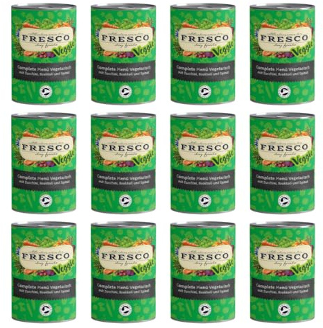 Fresco Complete-Menü Vegetarisch mit Zucchini, Brokkoli & Spinat | 12er Pack | 12 x 400 g | Ergänzung zu überwiegend fleischhaltiger Ernährung | Kalium, Calcium, Eisen & Vitamin A