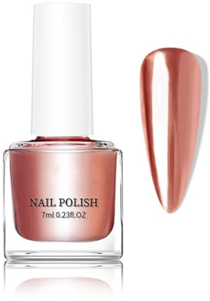 Mirror Nail Polish, Metallic Nail Polish - Chrome Metallic Shine, Quick-Drying & Chip-Resistant - No UV Lamp Required for Home & Salon Manicures, Ideal for Women and Girls (3#Rose Gold)