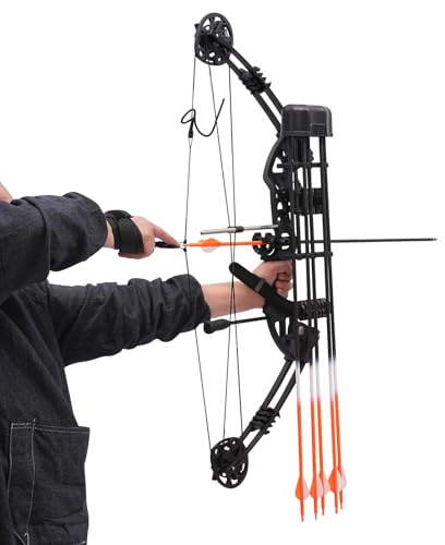 Compoundbogenset 30-60 LBS Einstellbare Jagd Compound Bogen und Pfeil Set für Erwachsene Jugend Anfänger Outdoor-Schießen Bogenschießen Set RH