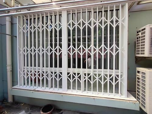 Garde Corps Fenetre Portail de Sécurité Télescopique de Qualité Industrielle, Grille de Sécurité Télescopique pour Fenêtre Empêchant Les Chutes Accidentelles, Protection de Portes D'entrée Blanches, D