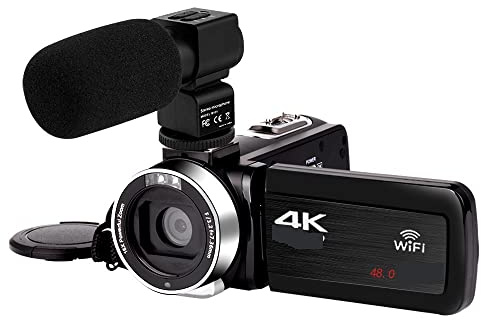 NGBFF Macchinetta Digitale, Videocamera Full 4K Videocamere digitali Professionali Streaming Live Fotografia 18X Registratore Vlog Webcam Ultra HD(32G SD Card,with Microphone)