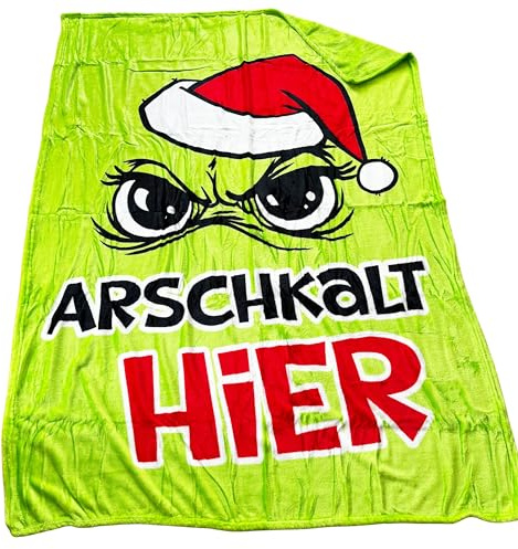 Kuscheldecke flauschig 130 x 160 cm Festtags-Muffel - Sofadecke Anti Weihnachten - Fleecedecke Ich hasse Weihnachten - Wohndecke Weihnachtshasser - Anti Weihnacht Fleecedecke (Arschkalt hier)