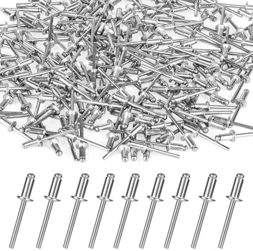 200 Pcs Aluminum Blind Rivets, 4.8 x 10 mm Pop Rivets Assortment, Blind Pop Rivet Dome Head, Open End Rivet for Metal, Storage Box, Furniture, Wood