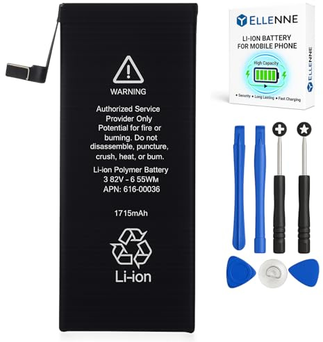 ELLENNE Batterie pour Apple iPhone 6S 1715 mAh avec kit de tournevis inclus | Batterie pour iPhone 6S de 1715 mAh avec kit d'outils pour le démontage