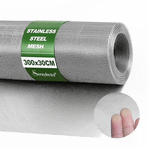 Edelstahl Drahtgeflecht,300 * 30cm Filter Drahtgeflecht Feinmaschig,Insektengitter Drahtgitter 304 Edelstahl Metall Gitter,Maschendraht Drahtgeflecht für Türen Fenster, Lüftungsgitter und DIY