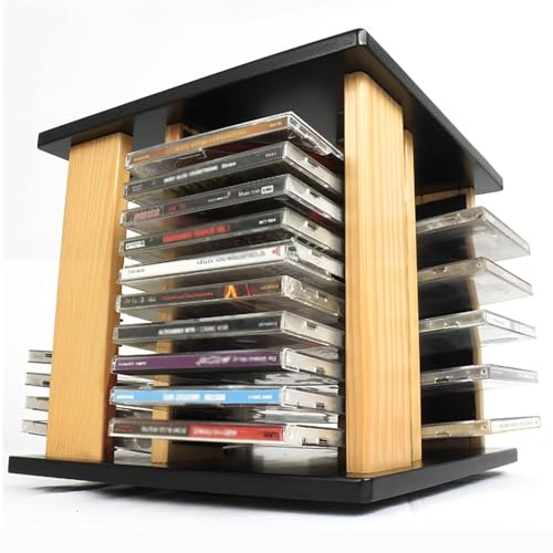 Scaffale porta CD, girevole a 360°, design a cascata, contiene 45 custodie standard, ideale per sale teatrali da collezione