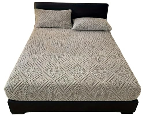 MTNBHH Sábana Ajustable de Felpa cálida for el Invierno, Funda de colchón de Terciopelo gofrado en Color Liso, fácil de Limpiar y Lavable a máquina.(Gray,20 * 200cm)