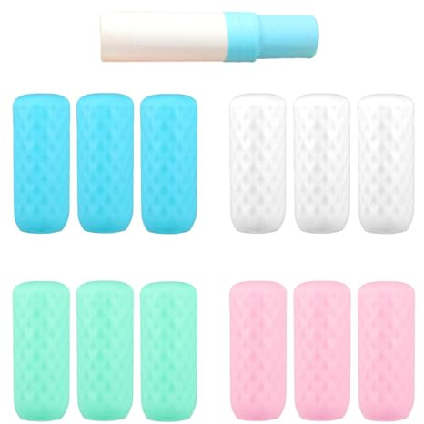 YAZWUR Manchons de Voyage en Silicone pour Articles de Toilette, 12 Pièces, Anti-Fuites, Réutilisable, Élastique, Étanches, Flacons de Voyage Silicone (blanc, bleu, rose, vert)