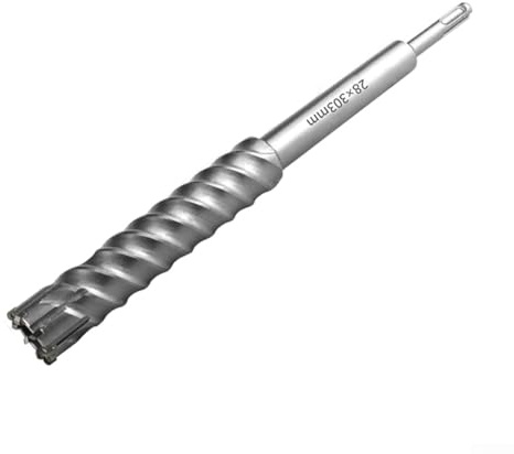 Broca de martillo rotativo de 303 mm, aleación de acero con punta de carburo, diseño de 4 cuchillas para cortar hormigón, ladrillo, piedra, martillo giratorio plateado (28)