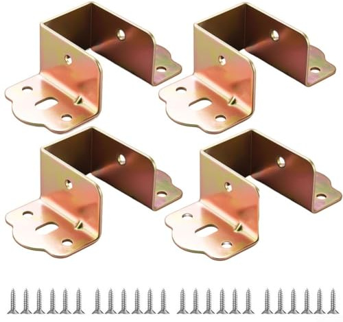 Staffe per binario per letto a forma di U, resistenti, confezione da 4, in acciaio laminato a freddo con zincatura per resistenza alla ruggine, supporto angolare di 90 gradi per telai e travi in legno