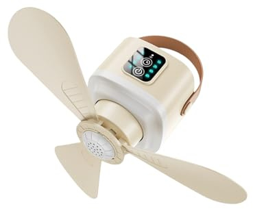 YCHUCH Ventilatore da campeggio esterno con telecomando a soffitto a 4 velocità, luce notturna forte per campeggio ventilatore USB con luce LED e telecomando