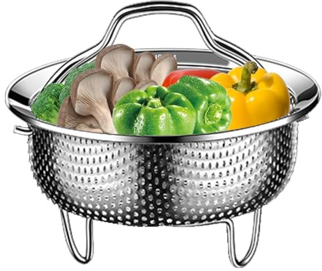 Dampfkorb - Dampfhalter für Lebensmittel | Dampfgareinsatz für zum Kochen, Multifunktionskocher aus Edelstahl mit Griff, Dampfkorb