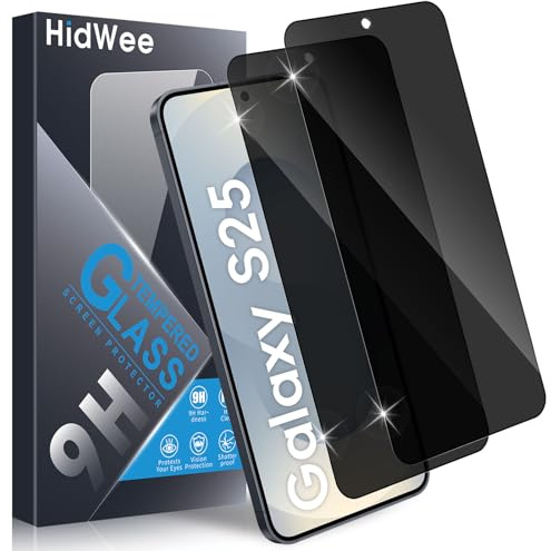 HidWee Privacy Vetro Temperato Compatibile con Samsung Galaxy S25 5G Anti-Spy Pellicola Protettiva, 2 Pezzi 9H Durezza Protezione Privacy Schermo, Anti-Graffio Screen Protector