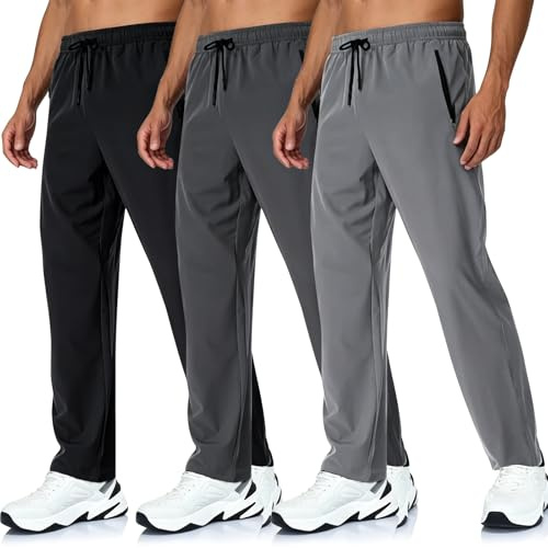BBXWANG 3 Pack Joggers for Men UK Tracksuit Bottoms Mens Jogging Bottoms Lightweight Mens Sweatpants Casual Gym Running Pants with Zipper Pockets