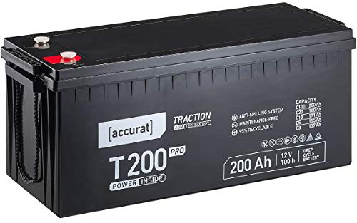 Accurat Traction Pro T200 AGM Batterie 12V 200Ah Wohnmobil Solar Boot USV | Vielfältige Einsatzbereiche, Zyklenfestigkeit, Optimierte Lebensdauer, Wartungsfrei Betrieb