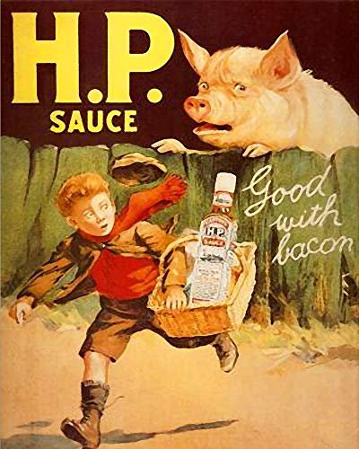 ecool Coole H.P sauce good with bacon retro shabby chic vintage style picture metal wall plaque sign