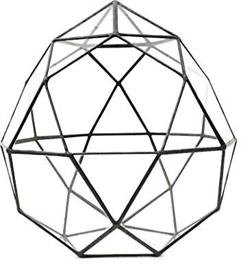Lekoky Terrarium Icosidodécaèdre avec toit en verre géométrique - Pot de fleurs moderne - Fait à la main en Angleterre - Noir
