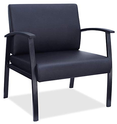 Lorell Big & Tall Black Leather Guest Chair