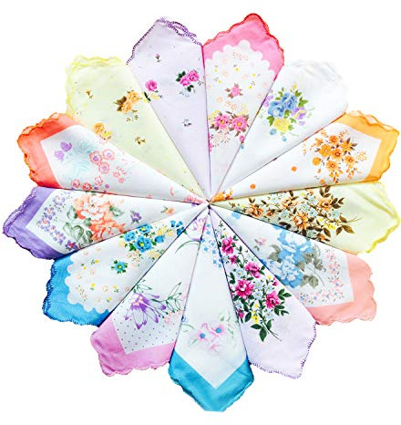 La Closure Ladies Vintage Floral 100% Cotton handkerchiefs mixed Bulk