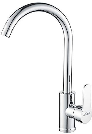 Auralum Küchenarmatur, elegant, Mischbatterie für Spüle, Küche, Auslauf, hoher Auslauf, drehbar um 360 °, Wasserhahn für Spüle, Strahler, zerlegbar, für heißes und kaltes Wasser