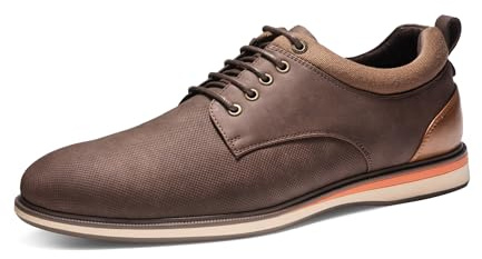 Bruno Marc Men's Casual Dress Shoes, Comfortable Sponge Lining, Removable Insole, Non-Slip TPR Outsole, Adjustable Lace-Up, Versatile for Office, Wedding, Everyday, Size 11,Brown,LG19011M