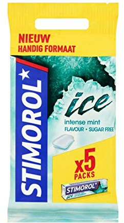 Intensive Minze Kaugummi | Stimorol | Ice Intense Mint Aroma Zuckerfrei 5 x 14g | Gesamtgewicht 70 Gramm