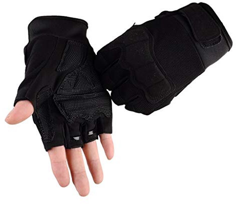 QIMANZI Guanti da uomo per allenamento tattico, da moto, da arrampicata, senza dita, per escursionismo, arrampicata, moto, bicicletta, ciclismo, lavoro f M