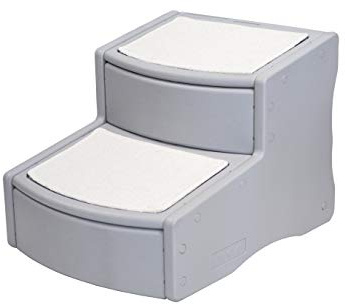 Pet Gear Easy Step II Haustiertreppe, 2 Stufen für Katzen/Hunde bis zu 38kg, tragbar, abnehmbare, waschbare Teppichstufe, Essential Grey