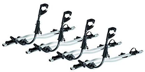 VDP 4X Fast Rider Alu Dachfahrradträger Fahrradhalter abschließbar Fahrrad Aufsatz für 4 Fahrräder, Alu, silber/schwarz, 3kg, 20kg max. Belastung, Dachmontage, Weich, Fahrradträger