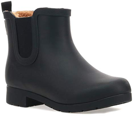 Chooka Women's Waterproof Plush Chelsea Bootie Chelsea Boot, Delridge Black, 7 M