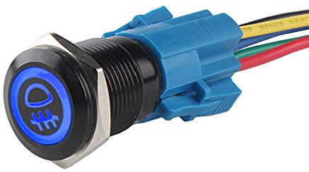 ETOPARS Nero Guscio 12V 5A Blu Auto Bilanciere Pulsante Interruttore a Levetta in Metallo 19mm Fendinebbia On off Presa di Corrente Spina