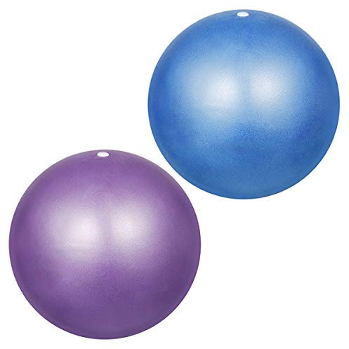 YMWALK Pilates-Ball, 25 cm, kleiner Gymnastikball, Mini-Pates-Ball, rutschfest, platzsicher, perfekt für Pilates, Yoga, Kerntraining und Physiotherapie (lila und blau), 2 Stück