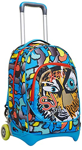 SJ GANG STYLE JAM GANG Rucksack mit Trolleyfunktion, 3 in 1, Schulranzen mit Rollen, Abnehmbarer Rucksack, ab 1. Klasse, für Schule, Gymnasium, Reisen&Freizeit, Mädchen&Jungen, Mehrfarbig, Tigerchen