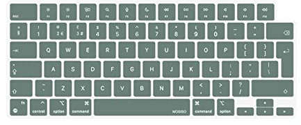 MOSISO Keyboard Cover Skin Compatible with MacBook Air 13.6 M3 A3113 M2 A2681 2025-2022, for MacBook Air 15 2025-2023, for Mac Pro 14/16 inch M4 M3 M2 M1 2021-2025, EU Layout, Midnight Green