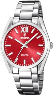 Festina Montre Femme Analogique Acier Inoxydable 316L Argenté - Quartz - Verre minéral Haute résistance - Étanche 5 ATM F20622/B - Boyfriend Collection