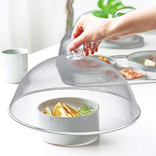 BYNYXI Fliegenschutz Obstkorb, Edelstahl Fliegenhaube Abdeckhaube Rund Obsthaube Metallgitter Lebensmittel Fliegen Schutz für Picknicks Camping Essen Grill, Durchmesser 30cm, höche 18cm