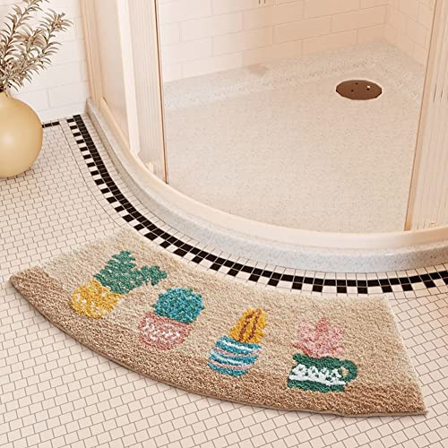 MOTT 50 Curved Bath Mat for Bathroom,Semi-Circular Bathroom Carpet Rugs Non Slip Corner Shower Mat,Ultra Soft Microfiber Absorbent for Hotel Toilet, 42x75cm
