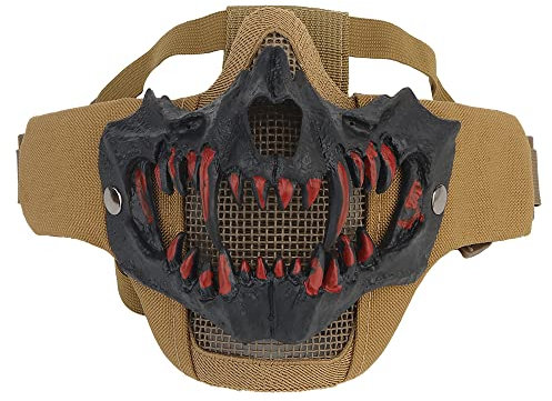 Masque d'horreur De Crâne De Demi-Visage, Masque De Crâne De Maille Pliable Tactique pour Halloween pour CS Hunting Paintball Cosply
