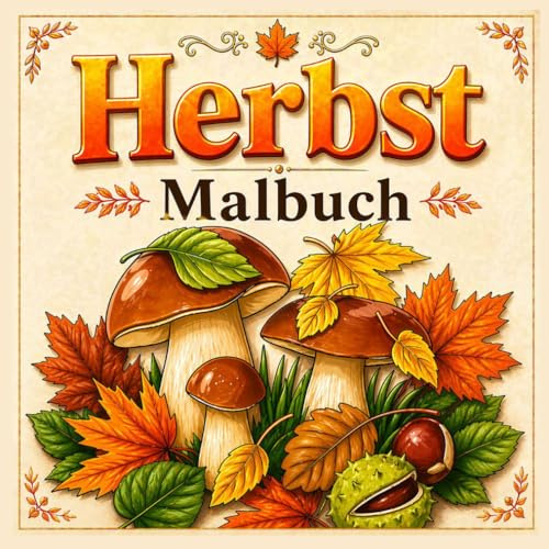 Herbst Malbuch: Schöne Herbst Designs zum Entspannen und Stressabbau | Malalbum für Erwachsene, Senioren und Jugendliche mit Herbstblumen, Vögeln, Tieren und Naturszenen | Großformat, 8.5 x 8.5
