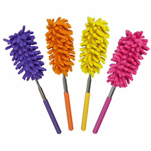 Extendable Microfiber Feather Duster For Cleaning - Radiator Cleaner, Dusting Brush, Extra Long For High Ceilings - Washable Head For Home, Office, Car - Extends To 74cm (1Pc)