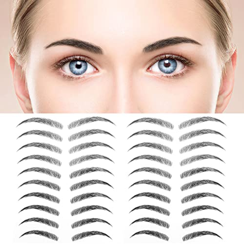 MWOOT 4D Haarähnliche Augenbrauen Tätowierungen Aufkleber,6 Blätter Wasserdichte Augenbrauen Transfer Aufkleber,Shaping Brow Tattoo Falsche Augenbrauen für Frauen (Schwarz,09)
