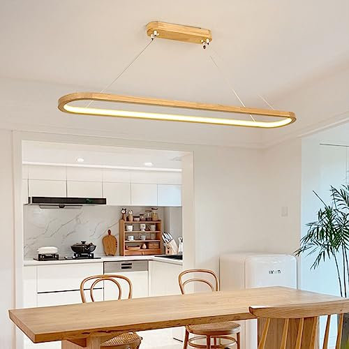 Oval Esstisch Büro Lampen, Modern LED Hängeleuchte Dimmbar Pendelleuchte mit Fernbedienung für Esszimmer Küchenlampe (120cm)