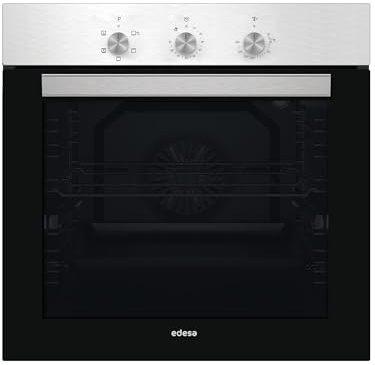Edesa Horno Multifunción EOE-6020 X/A, Capacidad 80L, 7 Programas Cocinado, Puerta Cristal, Panel Control, Fácil Limpieza, Incluye Guías Laterales, 2 Bandejas, Rejilla Cromada, Acero Inoxidable Negro
