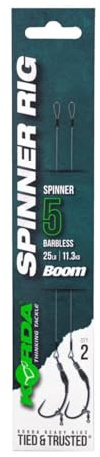 Korda Ready Tied Spinner Rig, mit Speziellem Spinner Haken für Maximale Fangeffizienz, Sofort Einsatzbereit für Karpfen