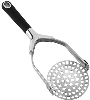 Cook With Color Hand Held Potato Masher - Professional Stainless Steel with Soft Comfort Handles Food Masher, Collapsible