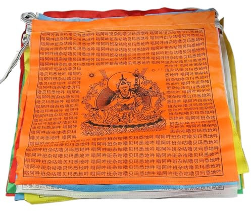 ELEGAM Günstige Luftschlangen,Gartenfahne, Tibetisch-buddhistische Gebetsfahnen for den Außenbereich, Länge 5 m, 10er-Packung